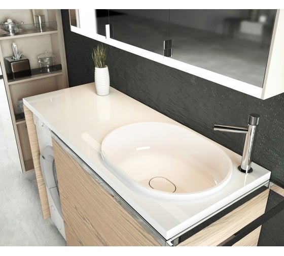 Раковина Teymi Bruks 120x48 правая, литьевой мрамор T50605 ЦБ-00263936
