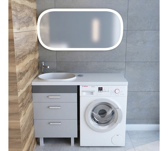 Раковина Teymi Bruks 120x48 левая, литьевой мрамор T50604 ЦБ-00263935
