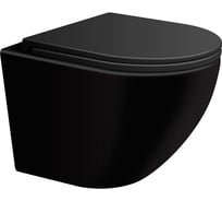 Подвесной безободковый унитаз AVIMANO с сиденьем микролифт EMOTION, цвет черный матовый 1000022