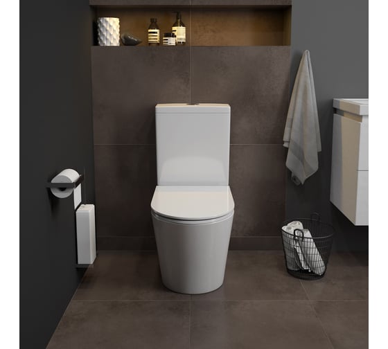 Напольный унитаз Teymi Solli безободковый, сиденье микролифт T40203 ЦБ-00264841