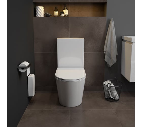 Напольный унитаз Teymi Solli безободковый, сиденье микролифт T40203 ЦБ-00264841