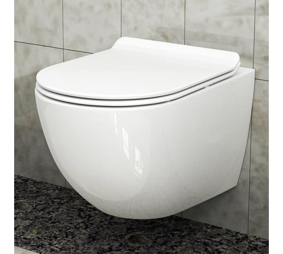 Подвесной унитаз Teymi Lina H безободковый c сиденьем HARO Kano микролифт T40101HARO ЦБ-00260105