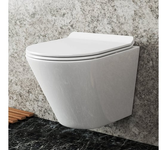 Подвесной унитаз Teymi Solli безободковый c сиденьем HARO Kano микролифт T40201HARO ЦБ-00260106