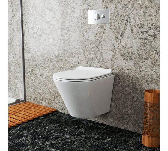 Подвесной унитаз Teymi Solli безободковый c сиденьем HARO Kano микролифт T40201HARO ЦБ-00260106