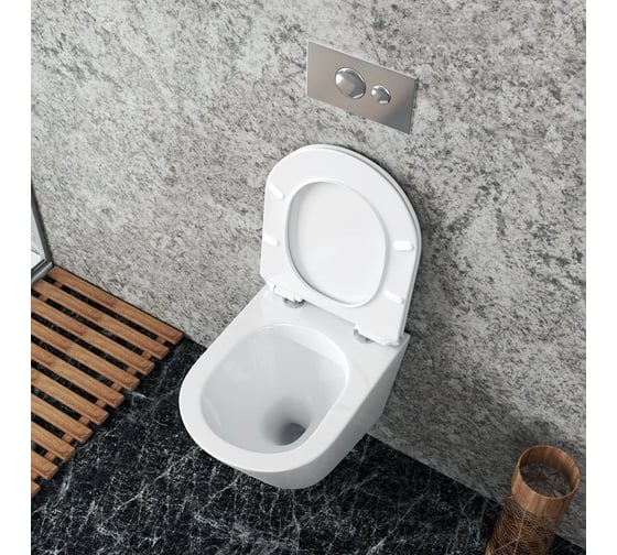 Подвесной унитаз Teymi Solli безободковый c сиденьем HARO Kano микролифт T40201HARO ЦБ-00260106