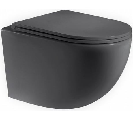 Подвесной унитаз Teymi Lina H безободковый, сиденье микролифт, темно-серый матовый T40101MDG ЦБ-00266994