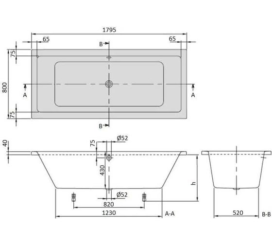 Акриловая ванна Villeroy & Boch Targa plus duo uba180nes2v-01 1800x800x430 мм, ножки 00000091658