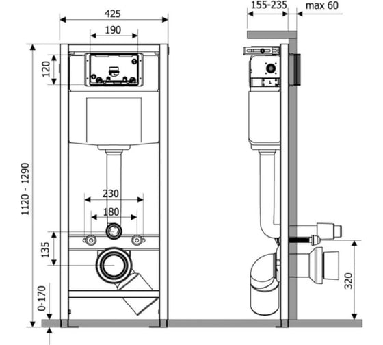 Инсталляция для подвесного унитаза Teymi Aina 45, T70001 ЦБ-00265434