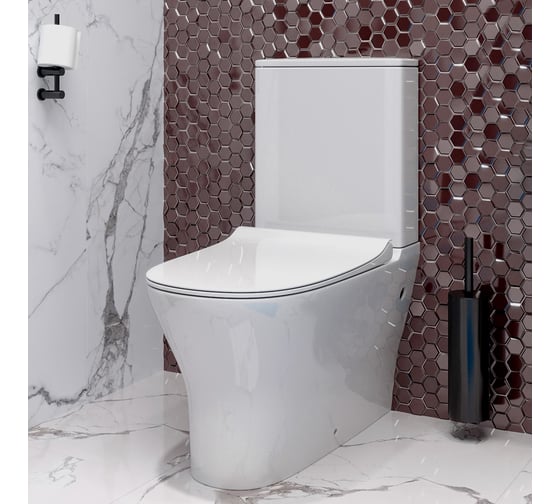 Напольный унитаз Teymi Ellie безободковый, сиденье микролифт T40801 ЦБ-00266660