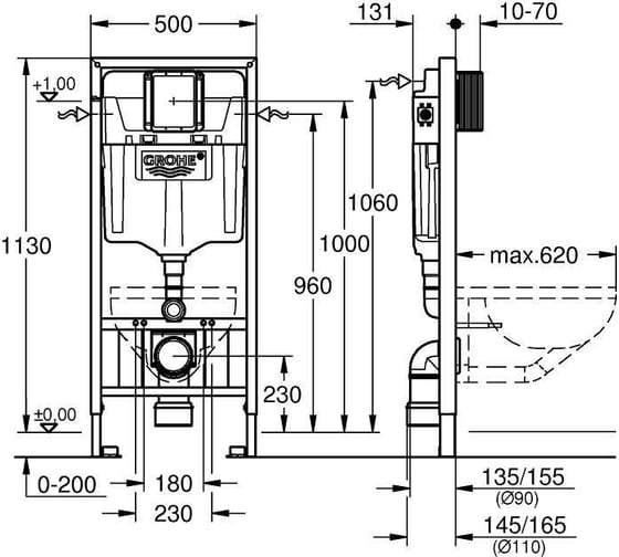Система инсталляции для подвесного унитаза GROHE Rapid SL 38897000