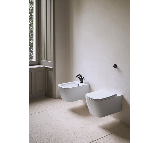 Подвесной унитаз GSI NUBES 55x35x42 безободковый Swirlflush керамический, белый bianco glossy 961511
