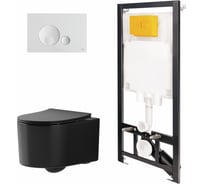 Сет инсталляции Point oli 80 eco + панель globe бел., oli + унитаз веста, чёрный матовый 886914GBO1+PN41701BM