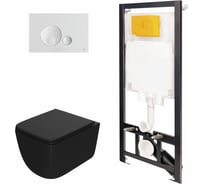 Сет инсталляции Point oli 80 eco + панель globe бел., oli + унитаз меркурий, чёрный 886914GBO1+PN41831BM