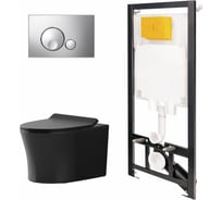 Сет инсталляции Point oli 80 eco + панель globe хром глянец oli + унитаз вега, чёрный матовый 886914GBOO+PN41711BM
