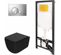 Сет инсталляции Point oli 80 eco + панель globe хром глянец oli + унитаз меркурий, чёрный 886914GBOO+PN41831BM