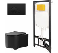Сет инсталляции Point oli 80 eco + панель globe черный oli + унитаз веста, чёрный матовый 886914GBO3+PN41701BM