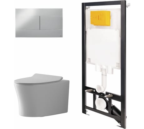 Сет инсталляции Point oli 80 eco + панель slim хром глянец oli + унитаз вега 886914SIOO+PN41711