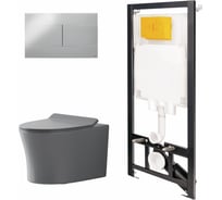 Сет инсталляции Point oli 80 eco + панель slim хром глянец oli + унитаз вега, серый матовый 886914SIOO+PN41711GM