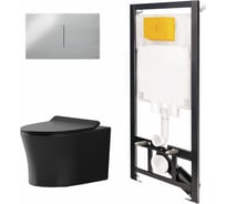Сет инсталляции Point oli 80 eco + панель slim хром глянец oli + унитаз вега, чёрный матовый 886914SIOO+PN41711BM