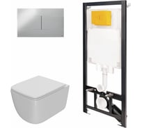 Сет инсталляции Point oli 80 eco + панель slim хром глянец oli + унитаз меркурий, белый 886914SIOO+PN41831