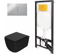 Сет инсталляции Point oli 80 eco + панель slim хром глянец oli + унитаз меркурий, чёрный 886914SIOO+PN41831BM