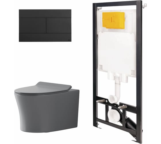 Сет инсталляции Point oli 80 eco + панель slim черный oli + унитаз вега, серый матовый 886914SLO3+PN41711GM