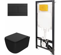 Сет инсталляции Point oli 80 eco + панель slim черный oli + унитаз меркурий, чёрный 886914SLO3+PN41831BM