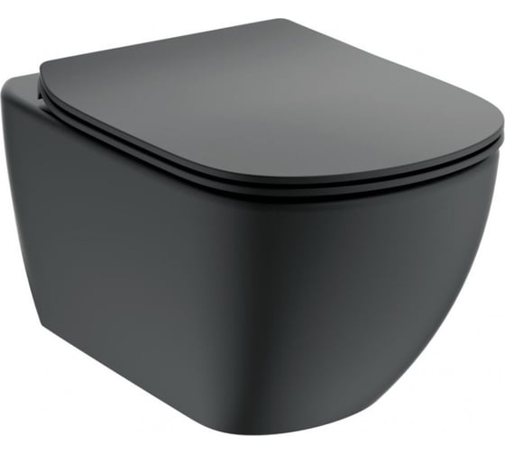 Подвесной унитаз Ideal Standard T0079v3 tesi aquablade silk black, глубокий смыв, с крепежом tt0299598 00000093185