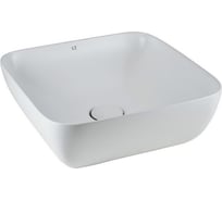 Накладная раковина AeT Italia aet elite square 43x43 см, без отверстия под смеситель, белый матовый, донный клапан белый матовый, свободный слив L602T0R0V0101
