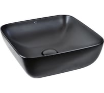 Накладная раковина AeT Italia aet elite square 43x43 см, без отверстия под смеситель, черный матовый, донный клапан черный матовый, свободный слив L602T0R0V0105