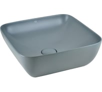 Накладная раковина AeT Italia aet elite square 43x43 см, без отверстия под смеситель, серый матовый, донный клапан серый матовый, свободный слив L602T0R0V0116