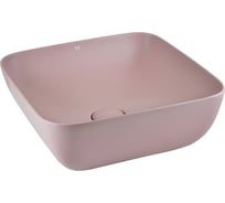 Накладная раковина AeT Italia aet elite square 43x43 см, без отверстия под смеситель, розовый матовый, донный клапан розовый матовый, свободный слив L602T0R0V0142