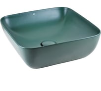 Накладная раковина AeT Italia aet elite square 43x43 см., без отверстия под смеситель, зеленый мох матовый, донный клапан зеленый мох матовый, свободный слив L602T0R0V0143