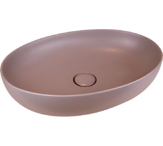 Накладная раковина AeT Italia Elite Oval 55,5x38,5 см цвет розовый матовый, с донным клапаном, свободный слив, цвет клапана розовый матовый L616T0R0V0142