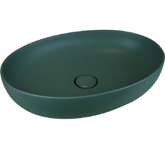 Накладная раковина AeT Italia Elite Oval 55,5x38,5 см цвет зеленый мох матовый, с донным клапаном, свободный слив, цвет клапана зеленый мох матовый L616T0R0V0143