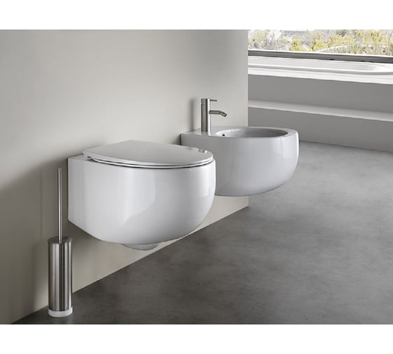 Подвесной унитаз AeT Italia aet dot 2.0 безободковый, крышка с сидением, cлив total clean, цвет белый матовый S555T0R0V6101