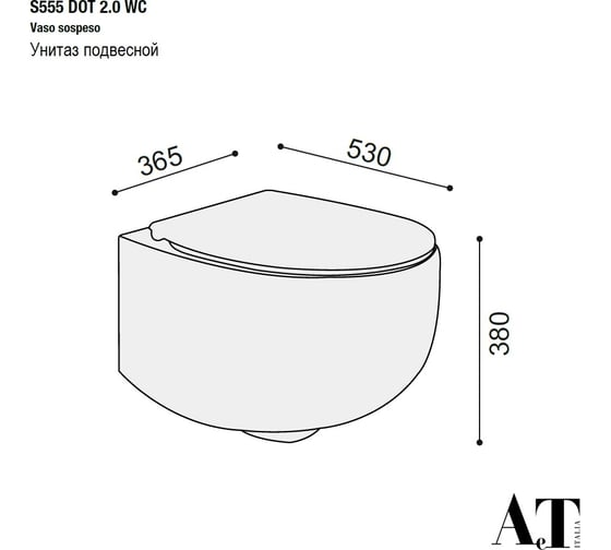 Подвесной унитаз AeT Italia aet dot 2.0 безободковый, крышка с сидением, cлив total clean, цвет белый матовый S555T0R0V6101