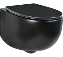 Подвесной унитаз AeT Italia aet dot 2.0 безободковый, крышка с сидением, cлив total clean, цвет черный матовый S555T0R0V6105