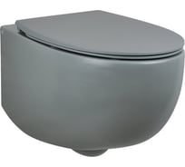 Подвесной унитаз AeT Italia aet dot 2.0 безободковый, крышка с сидением, cлив total clean, цвет серый матовый S555T0R0V6116