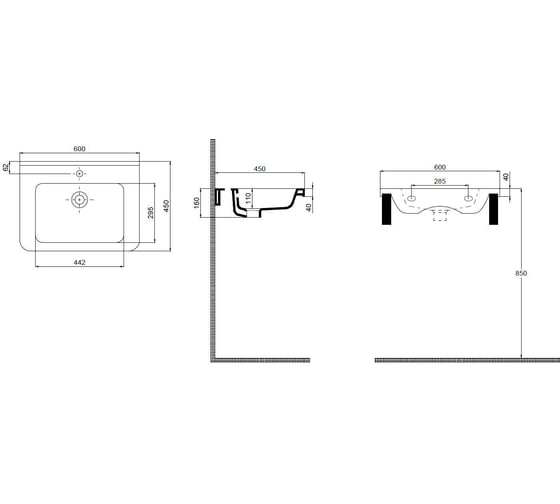 Мебельный умывальник Quarter Bath space line 60 70SP21060