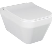 Подвесной безободковый унитаз Quarter Bath cross grand с сиденьем термопласт, микр/л, л/съем, скр.монтаж, белый 70CG02001+0344