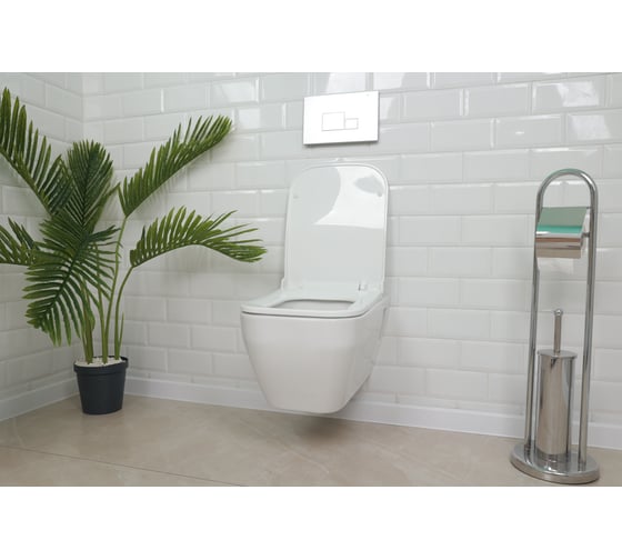 Подвесной безободковый унитаз Quarter Bath cross grand с сиденьем термопласт, микр/л, л/съем, скр.монтаж, белый 70CG02001+0344