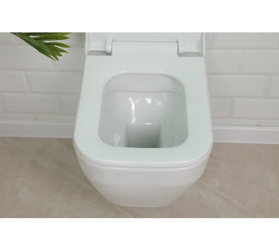 Подвесной безободковый унитаз Quarter Bath cross grand с сиденьем термопласт, микр/л, л/съем, скр.монтаж, белый 70CG02001+0344
