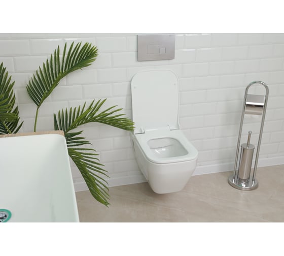 Подвесной безободковый унитаз Quarter Bath cross grand с сиденьем термопласт, микр/л, л/съем, скр.монтаж, белый 70CG02001+0344