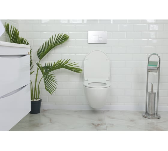 Подвесной безободковый унитаз Quarter Bath Concorde с легкосъмным сиденьем дюропласт, микролифтом, цвет белый 70CO03052+30SCR.03.02.03