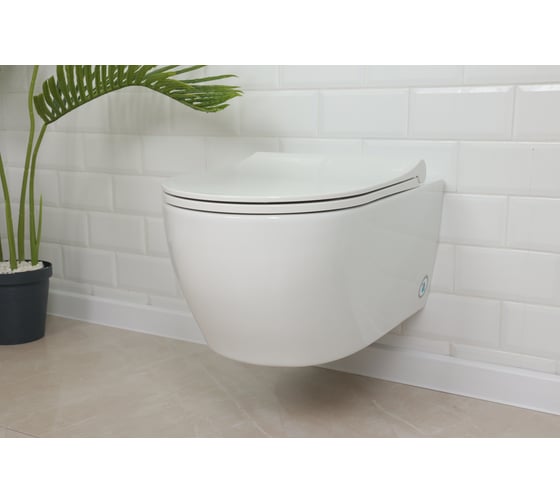 Подвесной безободковый унитаз Quarter Bath deep с сиденьем дюропласт, микр/л, л/съем, скр.монтаж, белый 70DE03054+30SCD.01.02.03