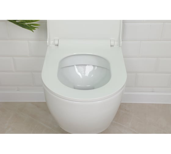 Подвесной безободковый унитаз Quarter Bath deep с сиденьем дюропласт, микр/л, л/съем, скр.монтаж, белый 70DE03054+30SCD.01.02.03