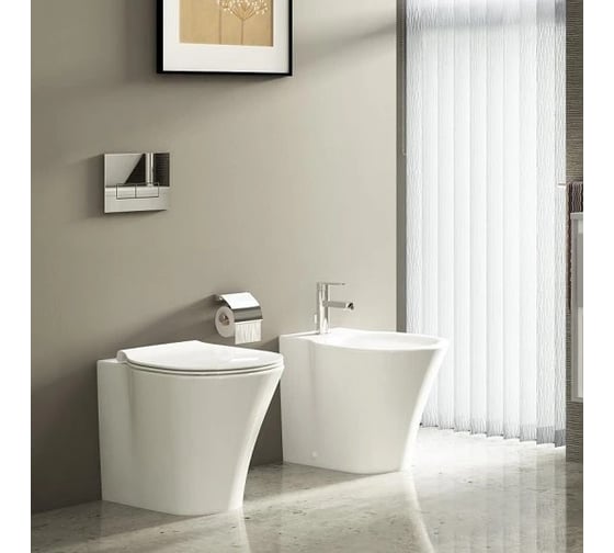 Напольное пристенное биде Ideal Standard E233401 connect air отверстие под смеситель, с крепежом 00000099640