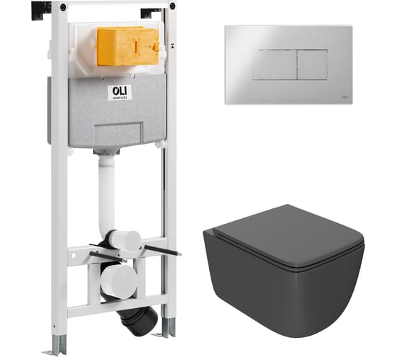 Сет Point инсталляцияoli 120 eco sanitarblock pneumatic + панель karisma, хром глянцевый + унитаз меркурий, темно-серый 879235pKA00+PN41831GM 1