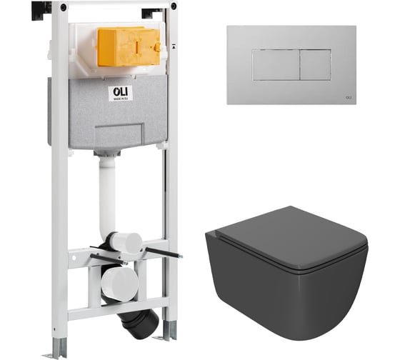 Сет Point инсталляцияoli 120 eco sanitarblock pneumatic + панель karisma, хр мат+ унитаз меркурий темно-серый 879235pKA02+PN41831GM 1